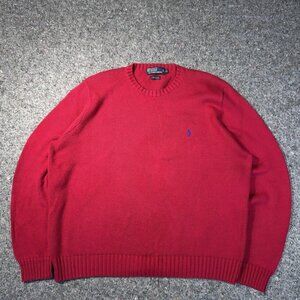 Polo Ralph Lauren Sweater Men’s XLarge Red Pima Cotton Crewneck Pony Classic